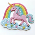 Colorful Unicorn Patch with Rainbow and Stars Royalty Free Stock Photo