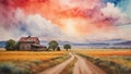 Colorful United States Oil Painting Landscape Landscape Wallpaper Illustration Background Watercolor Ink