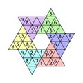 Colorful unusual hexagon star sudoku vector illustration