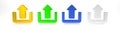 Colorful Upload icon isolated on white background. Up arrow. Minimalism concept. 3D render illustration