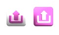 Colorful Upload icon isolated on white background. Up arrow. Square button. 3D render illustration