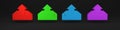 Colorful Upload inbox icon isolated on black background. Minimalism concept. 3D render illustration