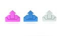 Colorful Upload inbox icon isolated on white background. Minimalism concept. 3D render illustration