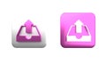Colorful Upload inbox icon isolated on white background. Square button. 3D render illustration