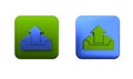 Colorful Upload inbox icon isolated on white background. Square button. 3D render illustration