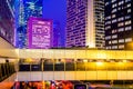 Colorful of Urban city lights traffic with crowd in Hong Kong Royalty Free Stock Photo