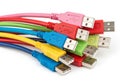 Colorful usb cables bunch Royalty Free Stock Photo