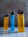 Colorful used gas lighters, Bogor, Indonesia Royalty Free Stock Photo