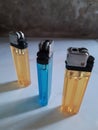 Colorful used gas lighters, Bogor, Indonesia Royalty Free Stock Photo