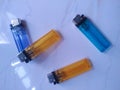 Colorful used gas lighters, Bogor, Indonesia Royalty Free Stock Photo