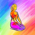 Colorful Vajrasana Thunderbolt Yoga Pose