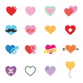 Colorful valentine heart icons