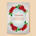 Valentine poster template with red rose ornate