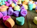 Colorful valentine`s day candy hearts