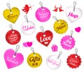 Colorful Valentine Tags Vector Set With Cupid And Love Birds