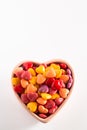 Colorful Valentines Day Candy In Ceramic Bowl Vertical