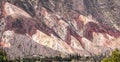 Colorful valley Humahuaca, central Andes Altiplano Royalty Free Stock Photo