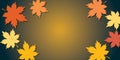 Colorful variegated foliage with light on dark background. Autumn or fall leaves and thanksgiving day concept. Royalty Free Stock Photo