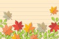 Colorful variegated foliage on pastel wall background. Autumn or fall leaves and thanksgiving day concept. Royalty Free Stock Photo