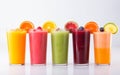 Colorful Variety Juices on White Background