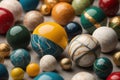 Colorful Variety of marbles as a background, top view, close up. ai generative