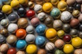 Colorful Variety of marbles as a background, top view, close up. ai generative