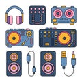Colorful D J Equipment and Audio Devices DJ equipment Royalty Free Stock Photo