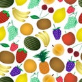 Colorful various fruit summer seamless pattern eps10