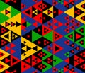 Colorful various triangles geometric abstract ethnic seamless pattern, vector Royalty Free Stock Photo