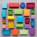 Creates a vibrant mosaic of shapes and colors, showcasing a playful Royalty Free Stock Photo