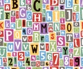 Colorful vector alphabet letters made of newspaper magazine font type