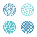 Colorful vector animals pattern illustrations in circle shapes Royalty Free Stock Photo