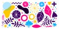 Colorful vector background with hand drawn floral elements. Can be used for advertising, web design and printed media. Royalty Free Stock Photo