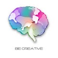 Colorful vector brain illustration, layered cut out