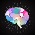 Colorful vector brain illustration, layered cut out