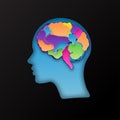 Colorful vector brain illustration, layered cut out