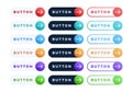 Colorful vector button set on white background. Three style Flat line gradient slide button collection with text and arrow. Vector Royalty Free Stock Photo