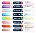 Colorful vector button set on white background. Three style Flat line gradient slide button collection with text and arrow. Vector Royalty Free Stock Photo