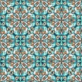 Colorful vector decorative geometric floral ornament seamless pattern in Moroccan style Royalty Free Stock Photo