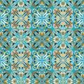 Colorful vector decorative geometric floral ornament seamless pattern in Moroccan style Royalty Free Stock Photo