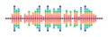 Colorful vector design illustration of dynamic sound wave, radio frequency modulation, random sound wave, amplitude wave