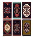 Colorful vector design for Tarot, playing cards, poker cards, reverse side. Geometric ornamental pattern, background