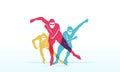 Colorful vector editable speed skating players for any graphic background