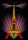 Colorful vector Eiffel tower in night