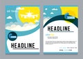 Colorful vector flat banners set. Quality design illustrations, elements and concept. Flying airplane. Royalty Free Stock Photo