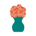 Colorful flat illustration orange flowers in a emerald color vase