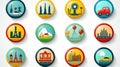 Colorful vector flat travel icons set in trendy modern style for web and mobile applications Royalty Free Stock Photo