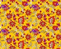 Colorful vector floral kalamkari outline pattern design