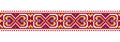 Colorful vector geometric border pattern, ornament for textile or fabric. Carpathian Lemky floral print. Pixel art