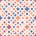Colorful vector geometric ornament. Abstract background in orange, pink, blue and beige color. Royalty Free Stock Photo